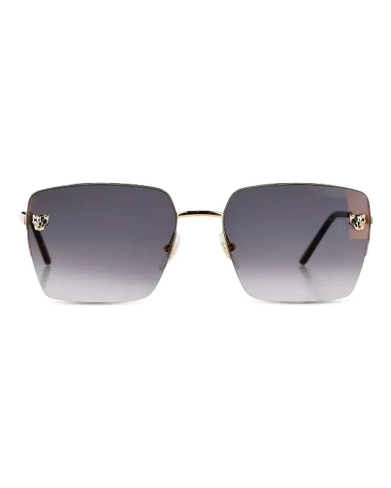 Cartier Eckige Panthère Sonnenbrille - Gold Gold