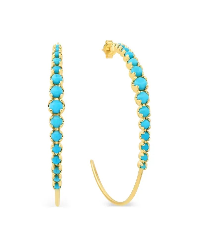 Jennifer Meyer medium turquoise hoop earrings - Gold Gold