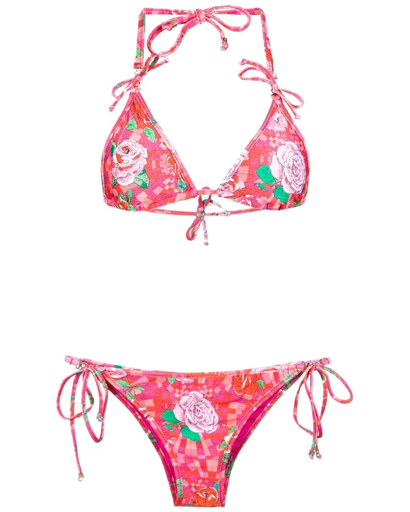 Amir Slama Bikini mit floralem Print - Rosa Rosa