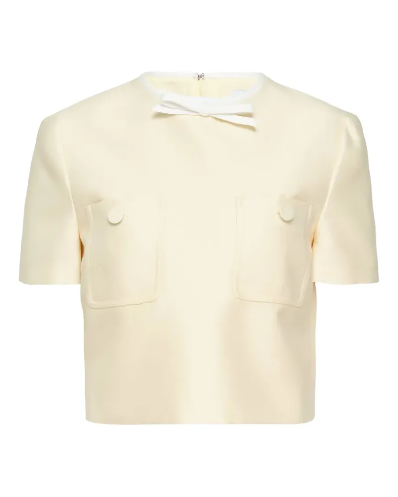 Self-Portrait bow-detail cropped top - Gelb Gelb
