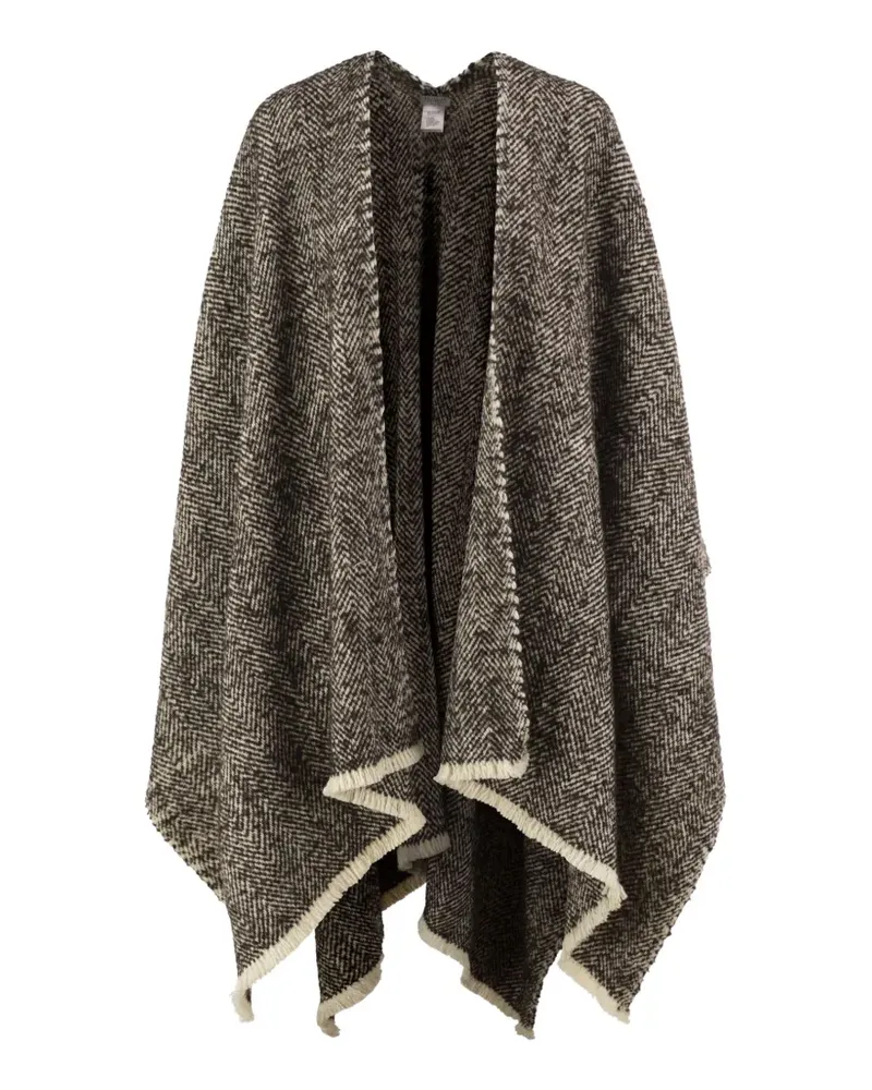 Brunello Cucinelli herringbone-weave fringed wool cape - Braun Braun