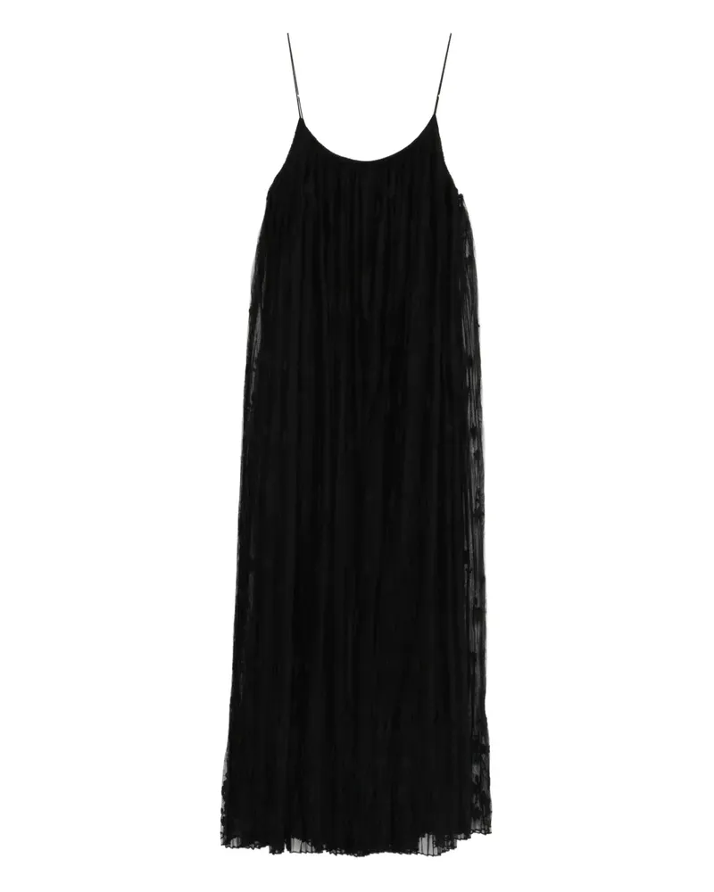 Totême Midikleid aus Tüll mit Blumen - Schwarz Schwarz