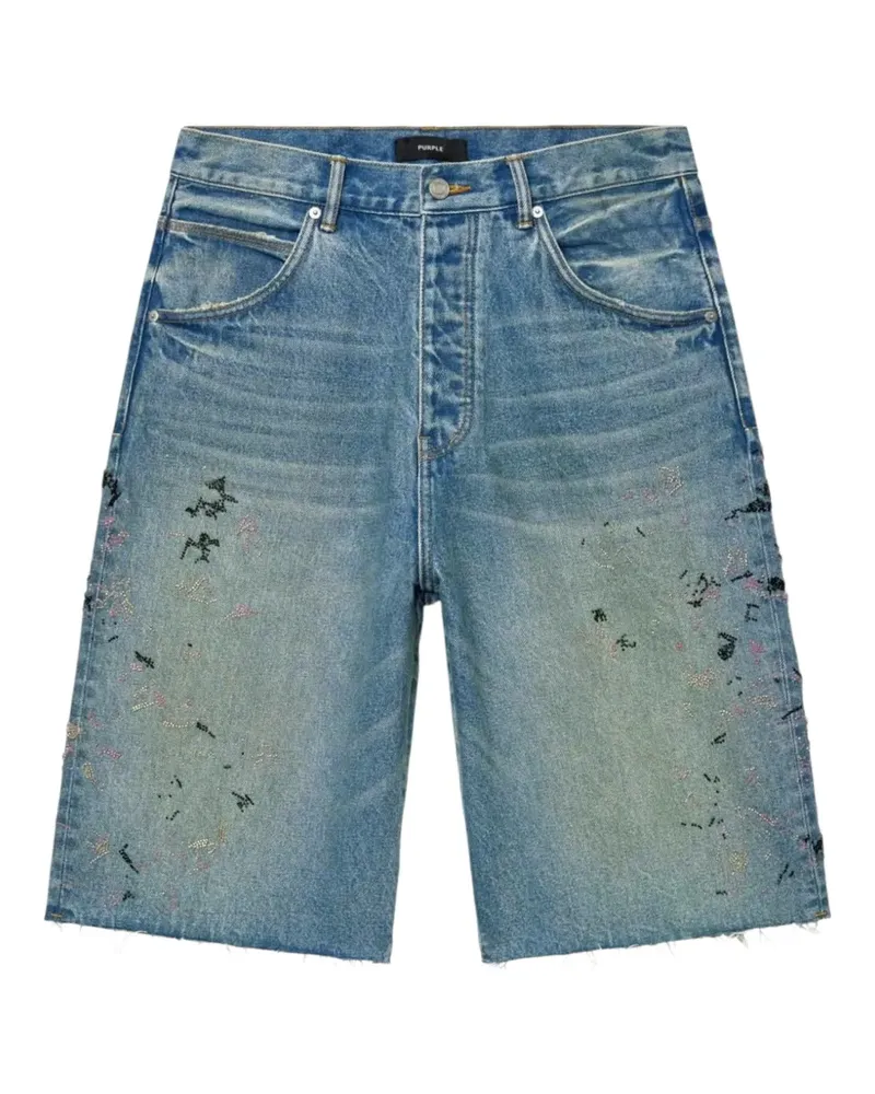 PURPLE BRAND Ungesäumte Shorts mit Farbklecks-Details - Blau Blau