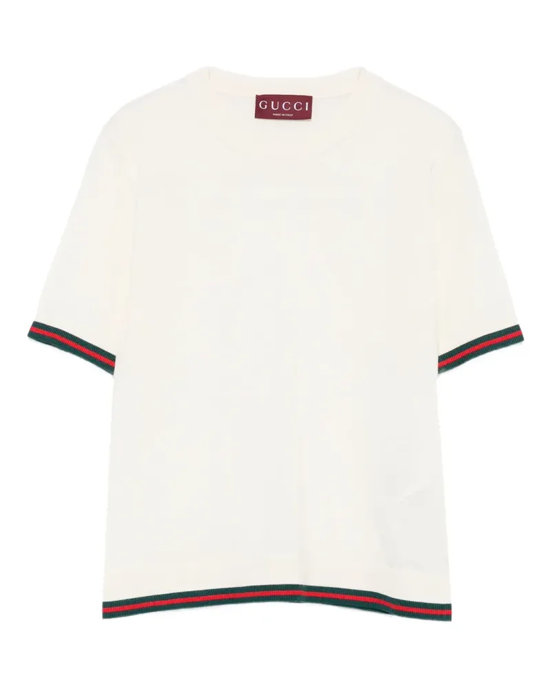 Gucci T-Shirt mit gestreiften Details - Weiß Weiß