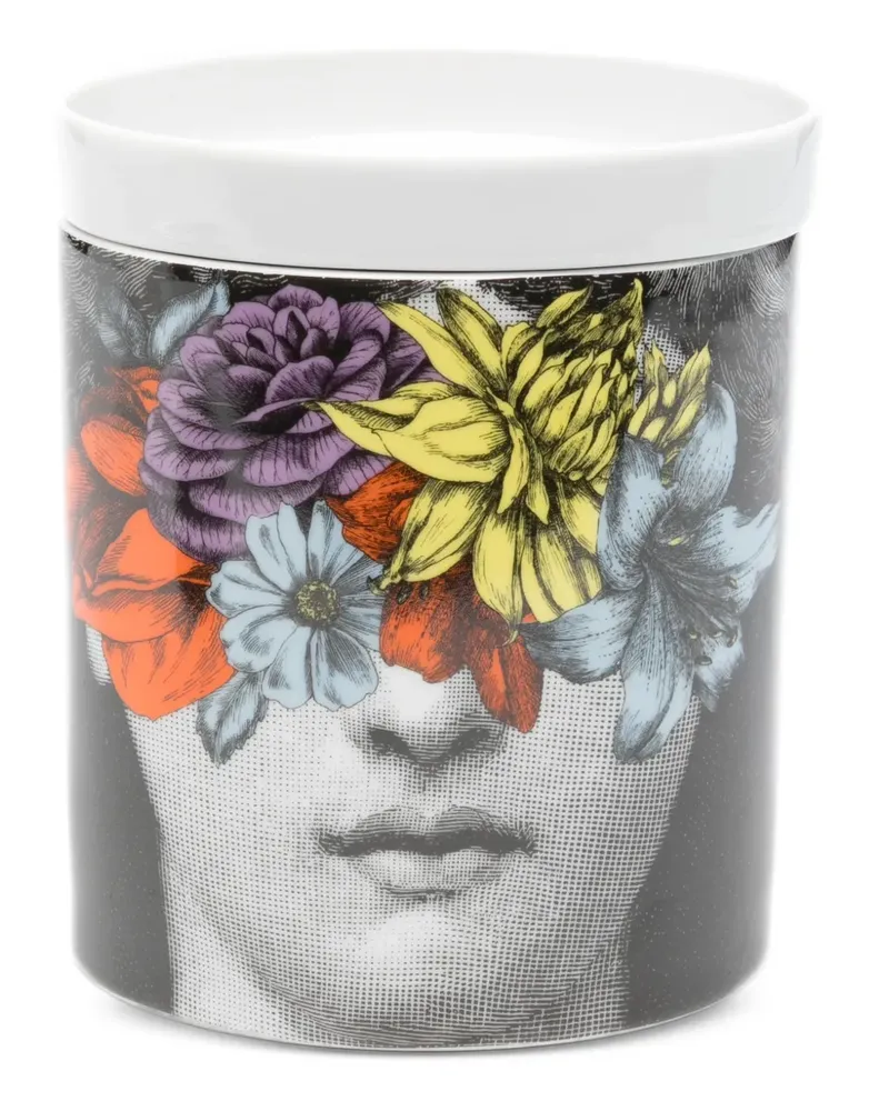 Fornasetti Kerze mit Blumengesicht (1020g) - Schwarz Schwarz