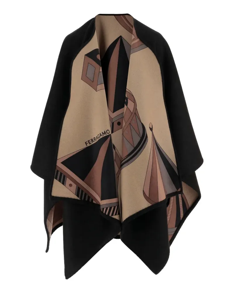 Ferragamo reversible geometric cape - Schwarz Schwarz