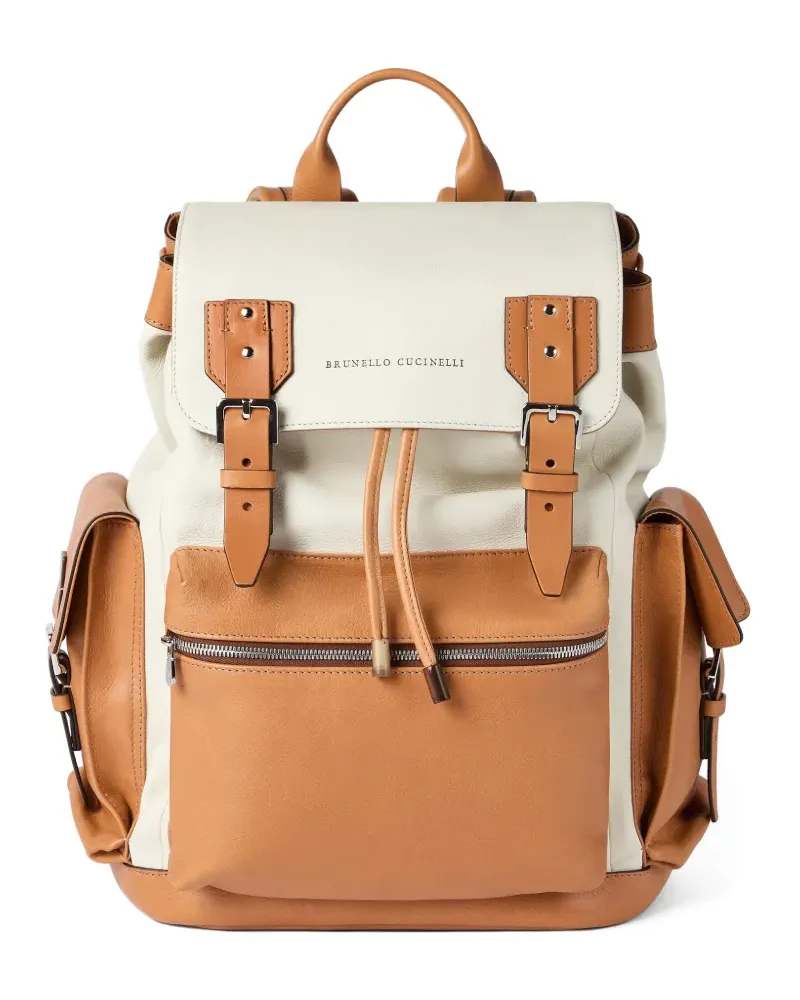 Brunello Cucinelli Rucksack aus gekörntem Leder - Nude Nude