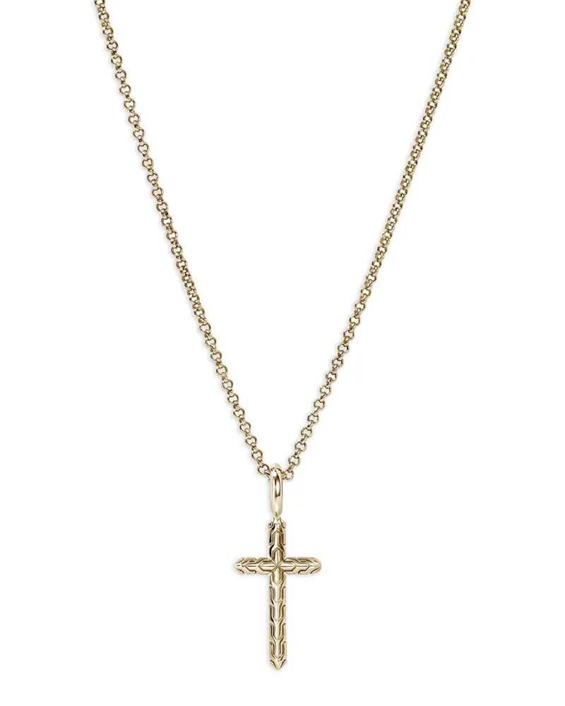 John Hardy 14kt Gelbgoldhalskette mit Kreuzanhänger Gold