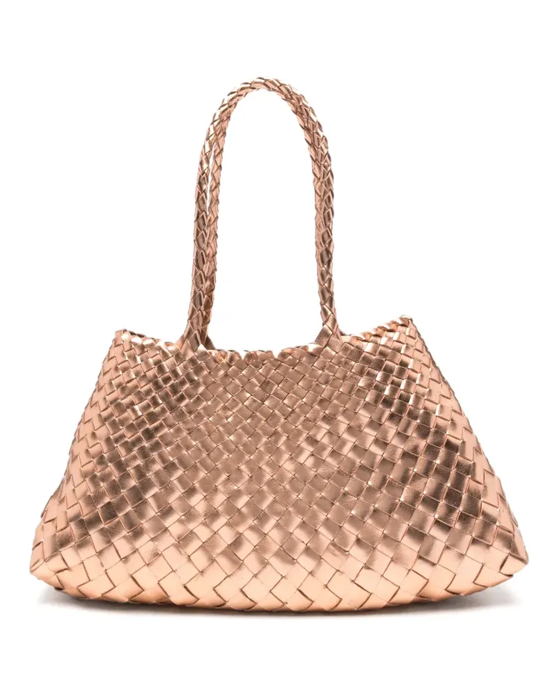 Dragon Diffusion Santa Croce Tote Bag aus geflochtenem Metallic-Leder - Gold Gold