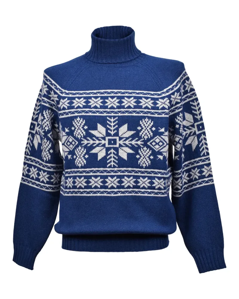 Brunello Cucinelli Gemusterter Rollkragenpullover - Blau Blau