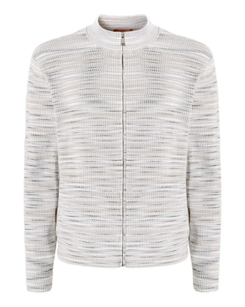 Missoni ribbed zip-up cardigan - Nude Nude