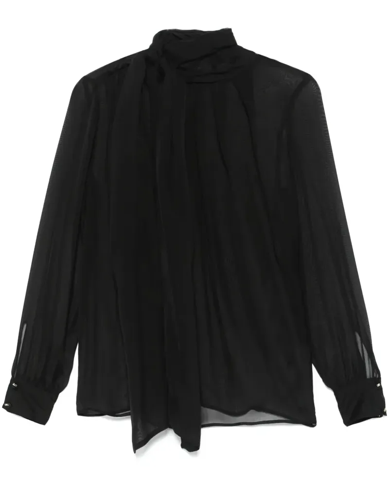 Elisabetta Franchi Voile-Bluse mit Schleifenkragen - Schwarz Schwarz
