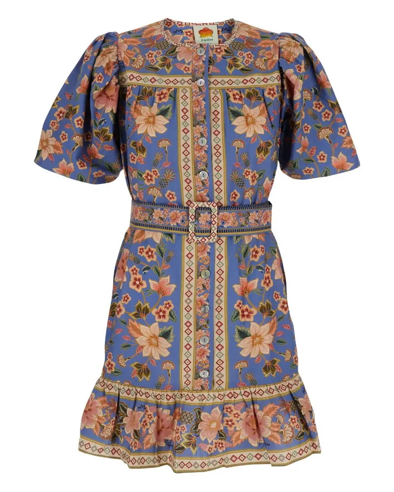 FARM Rio Superbloom Tapestry Kleid - Blau Blau