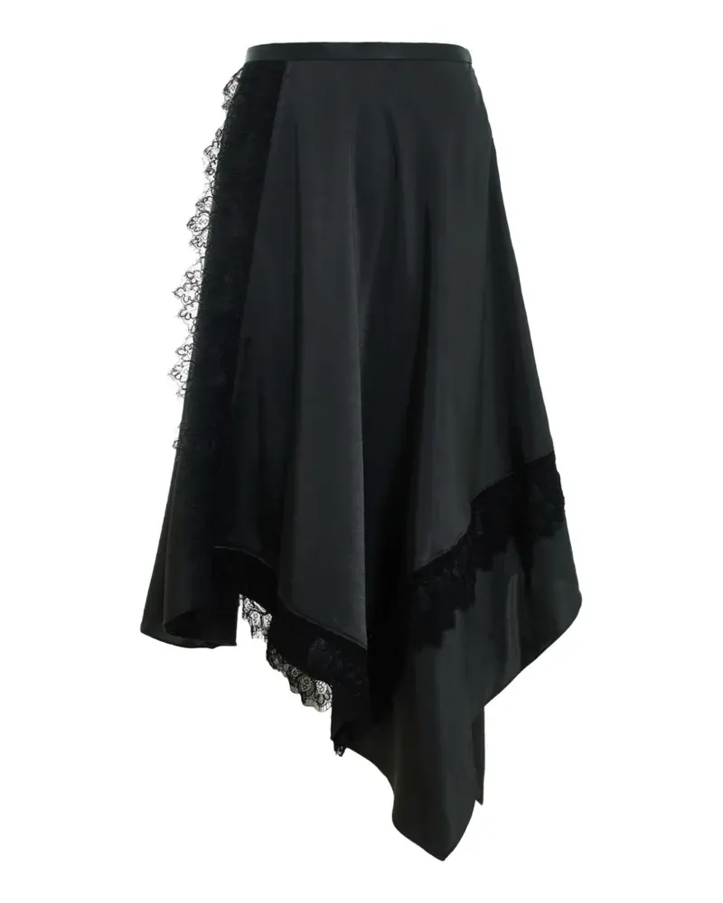 3.1 phillip lim Midirock mit Zipfelsaum und Spitzenbesatz - Schwarz Schwarz