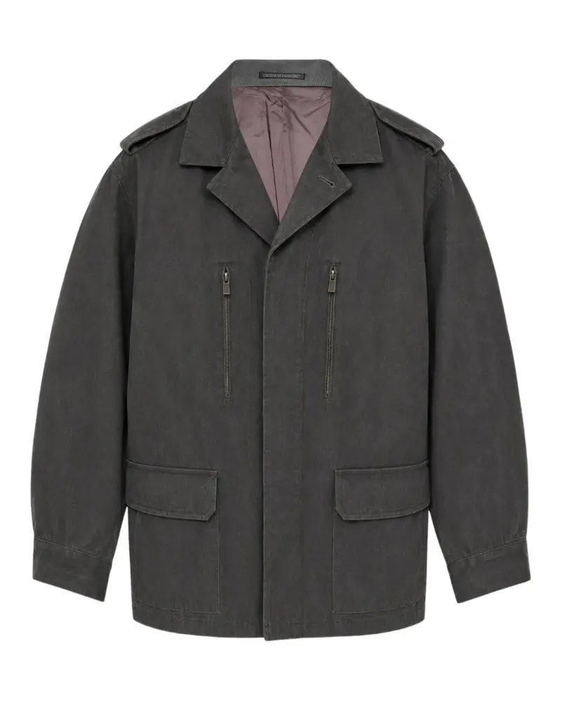 Yohji Yamamoto Mantel im Military-Look - Grau Grau