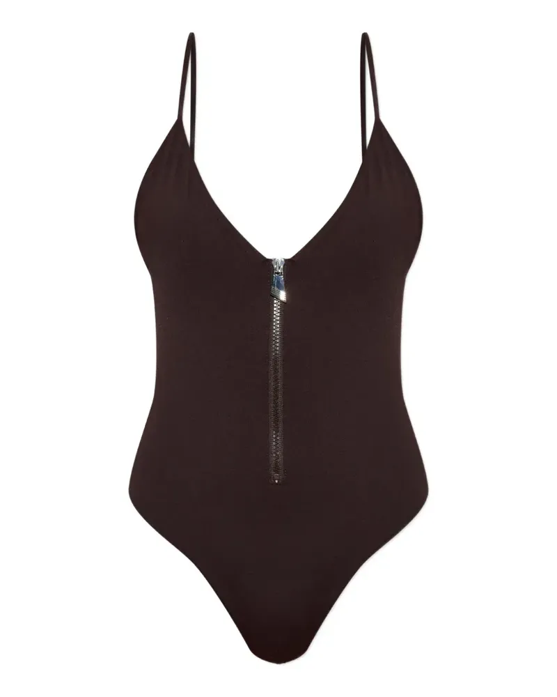 ATTICO zip-fastening swimsuit - Braun Braun