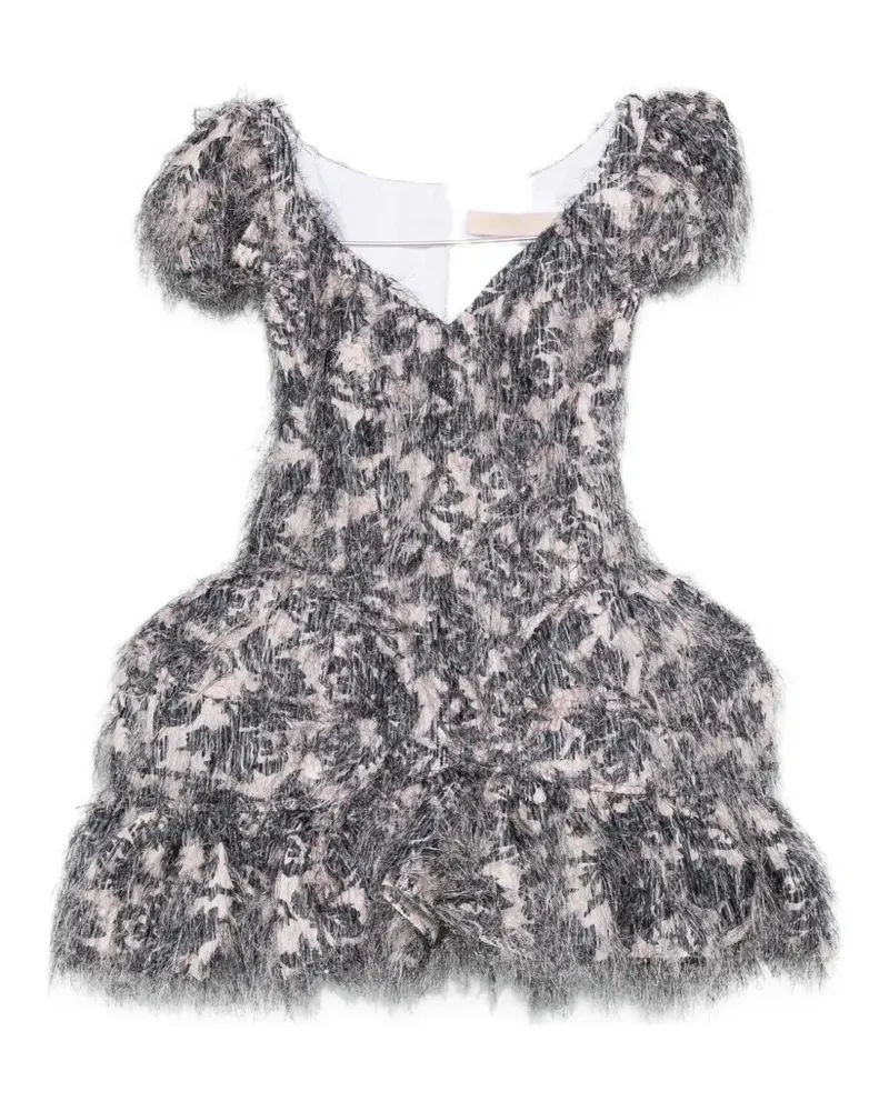 CHOPOVA LOWENA Bernardette V-neck ruffled mini dress - Schwarz Schwarz