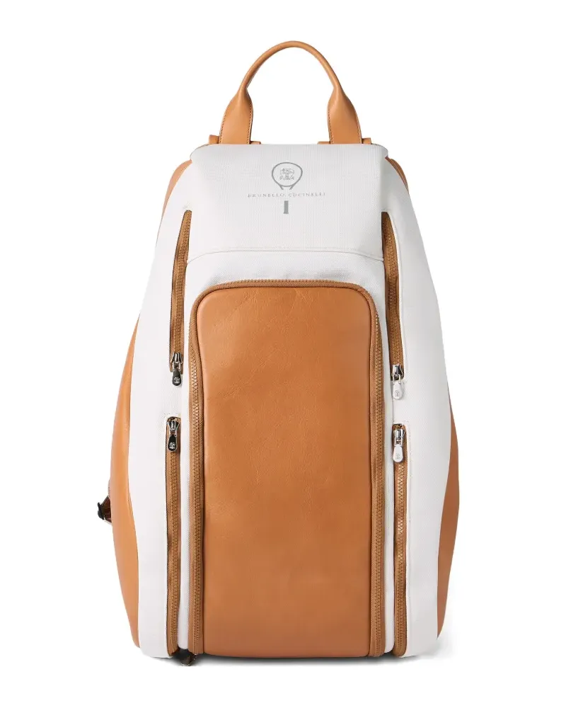 Brunello Cucinelli zip leather backpack - Weiß Weiß