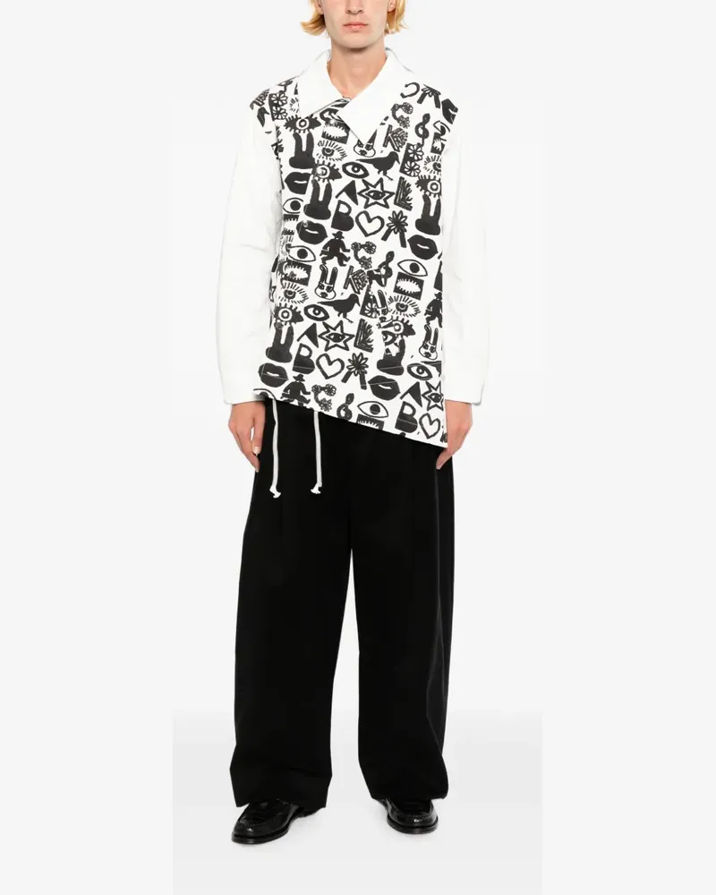 Comme des Garçons side-button printed jacket - Weiß Weiß