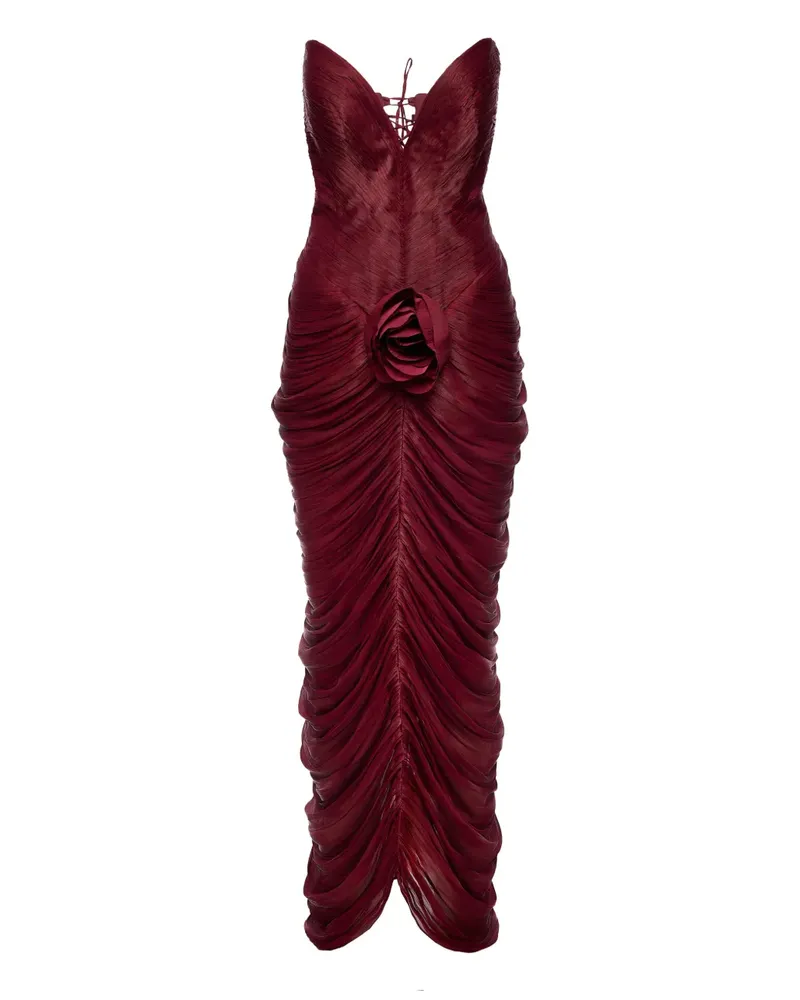 Ana Radu Maxikleid mit Rosenverzierung - Rot Rot