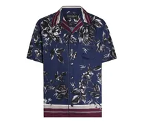 Hawaii-Hemd aus Twill mit Pfingstrosen-Print - Blau