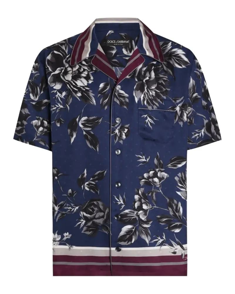 Dolce & Gabbana peony-print Hawaii twill shirt - Blau Blau