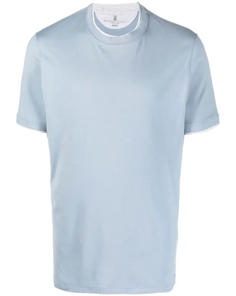 Brunello Cucinelli T-Shirt mit Rundhalsausschnitt - Blau Blau