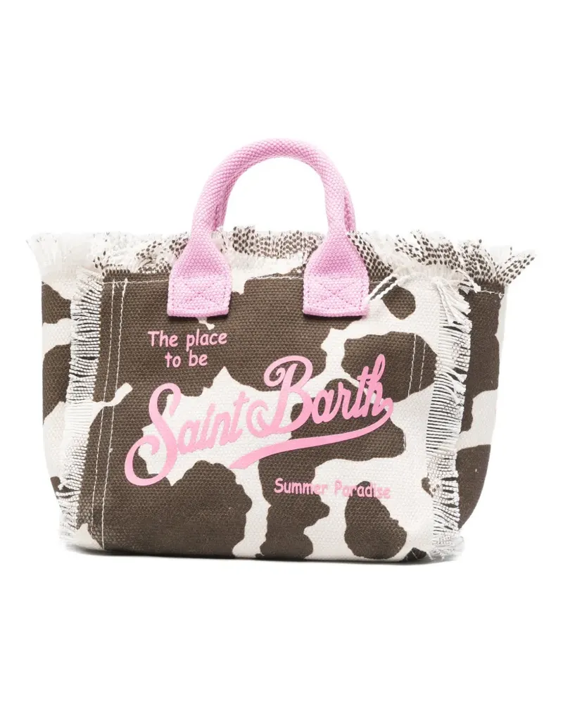 MC2 Saint Barth cow-print frayed shoulder bag - Braun Braun