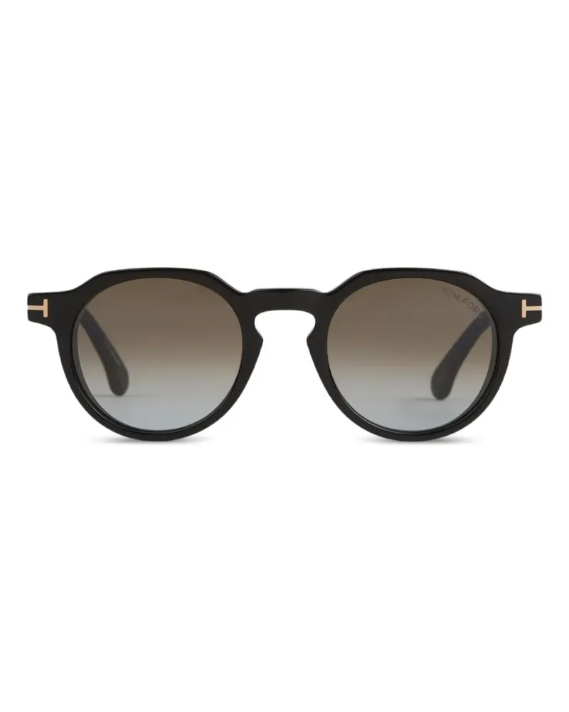 Tom Ford Sonnenbrille mit rundem Gestell - Schwarz Schwarz