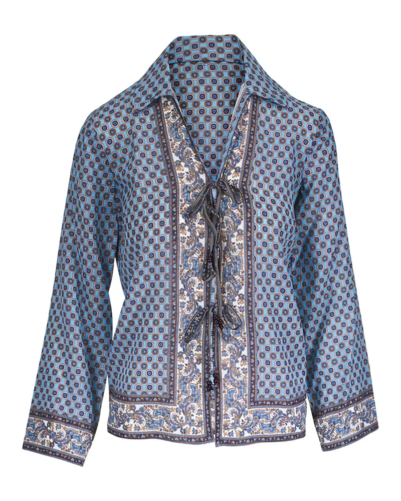 Veronica Beard Eva printed tie-neck blouse - Blau Blau