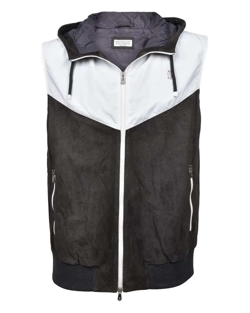 Brunello Cucinelli Perforierte Kapuzenweste - Schwarz Schwarz
