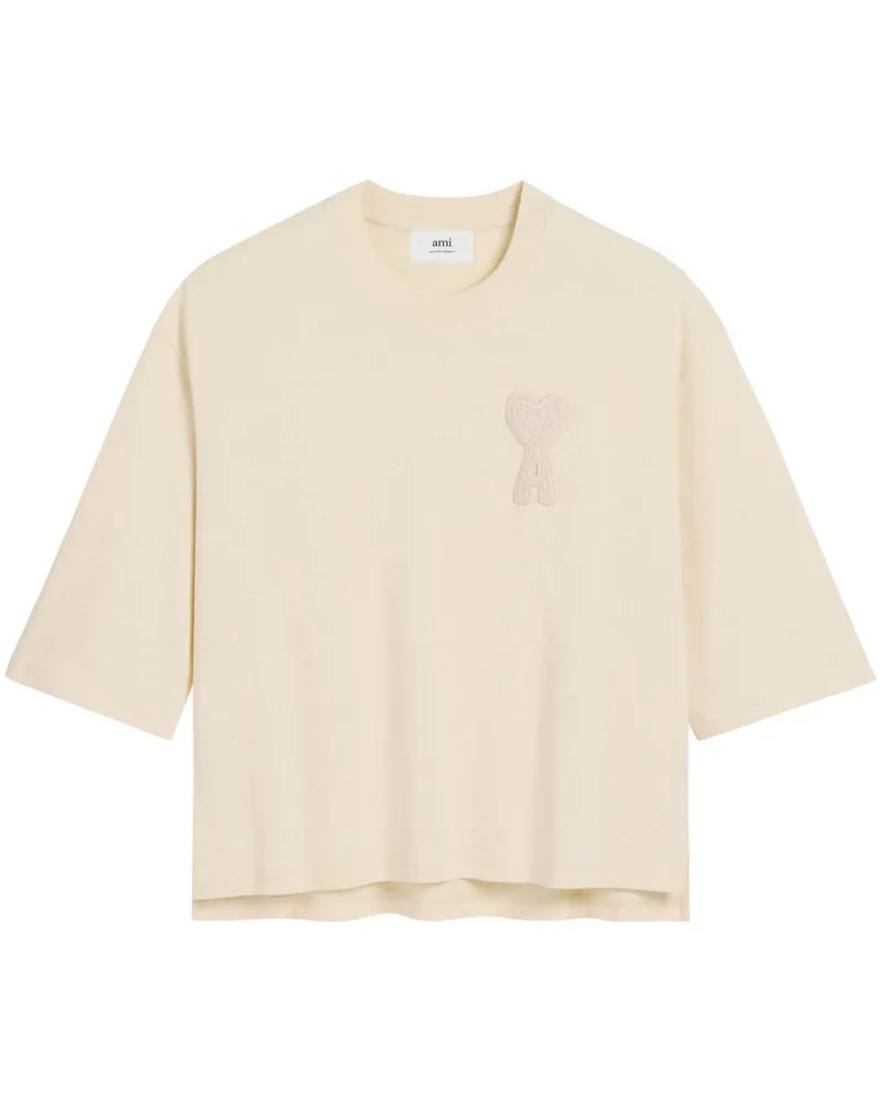 AMI Paris T-Shirt mit Ami de Coeur-Patch - Nude Nude