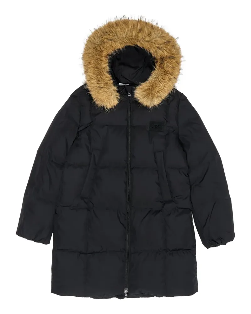 BIMBA Y LOLA Gefütterter Kapuzenmantel mit Faux Fur - Schwarz Schwarz