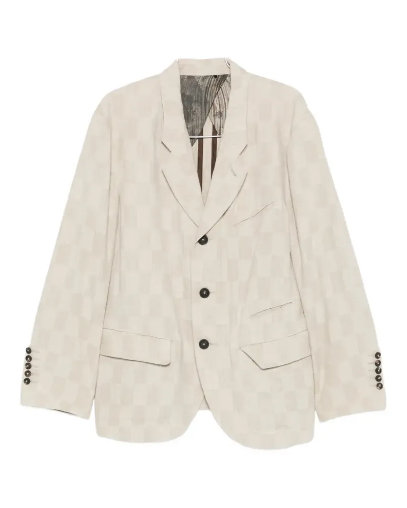 Ziggy Chen checkerboard-pattern single-breasted blazer - Nude Nude