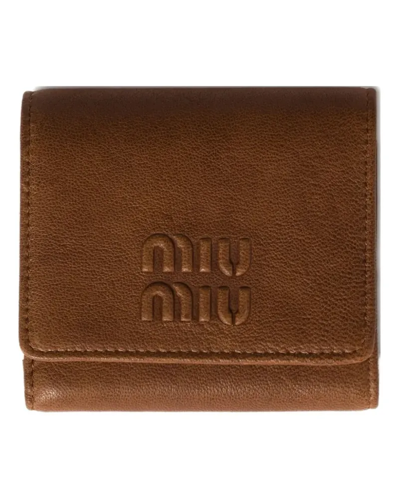Miu Miu Portemonnaie mit Logo-Prägung - Braun Braun