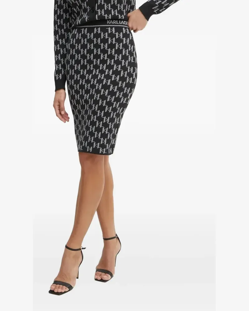 Karl Lagerfeld Rock mit Monogramm - Schwarz Schwarz