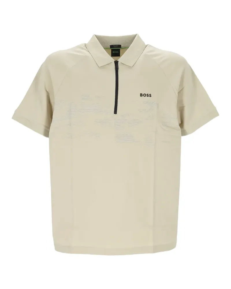 HUGO BOSS textured raglan-sleeve polo shirt - Nude Nude