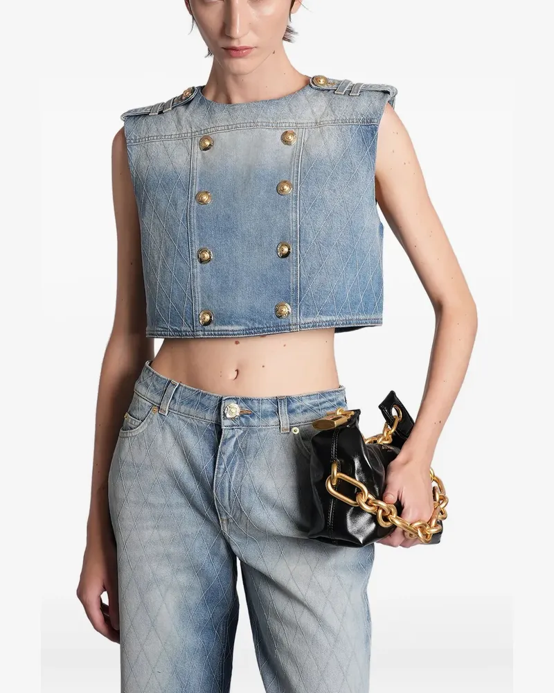 Balmain Gestepptes Oberteil - Blau Blau