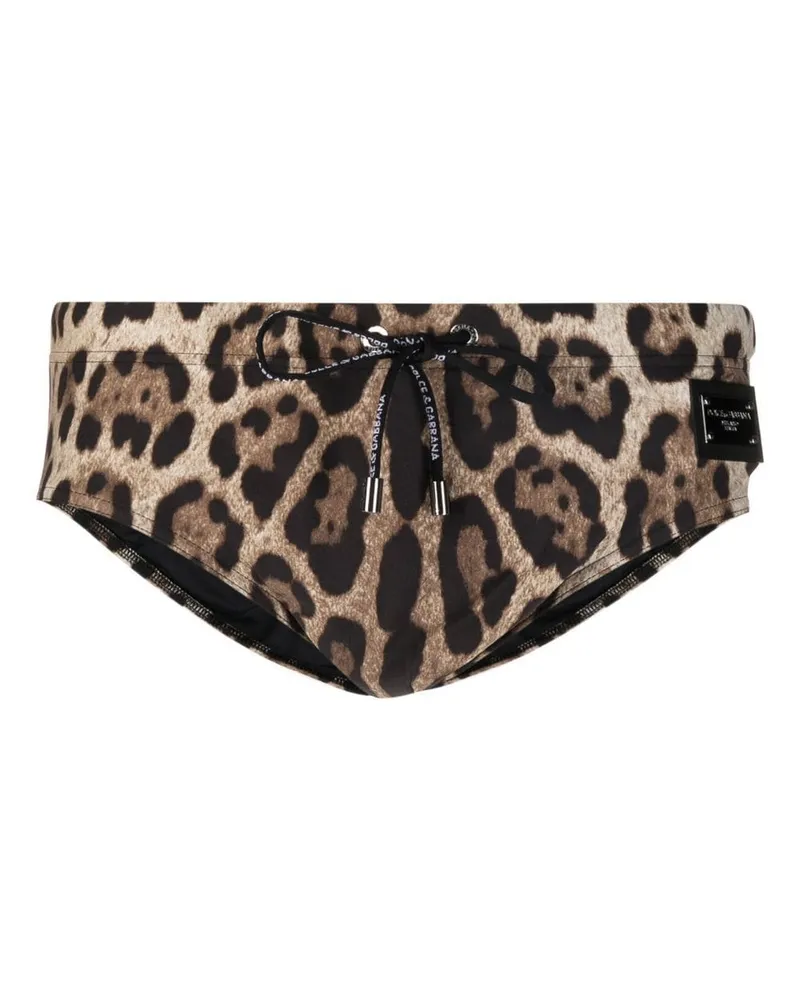 Dolce & Gabbana Badehose mit Leoparden-Print - Braun Braun