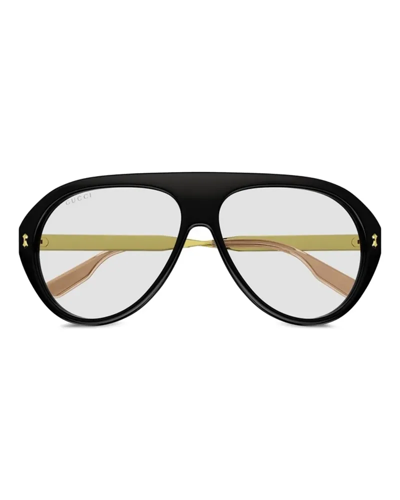 Gucci Geometrische Sonnenbrille mit goldfarbenem Detail - Schwarz Schwarz