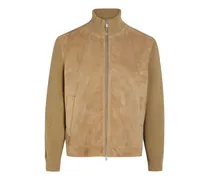 Wildlederjacke mit gestrickten Ärmeln - Nude