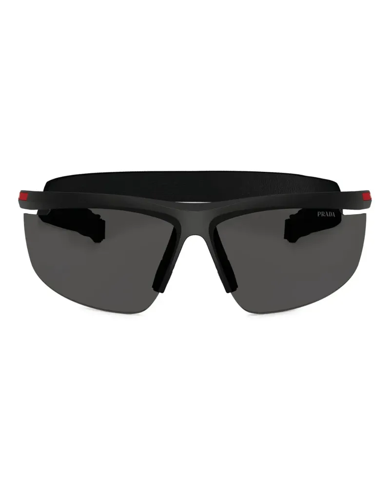Prada Sonnenbrille mit Shield-Gestell - Schwarz Schwarz