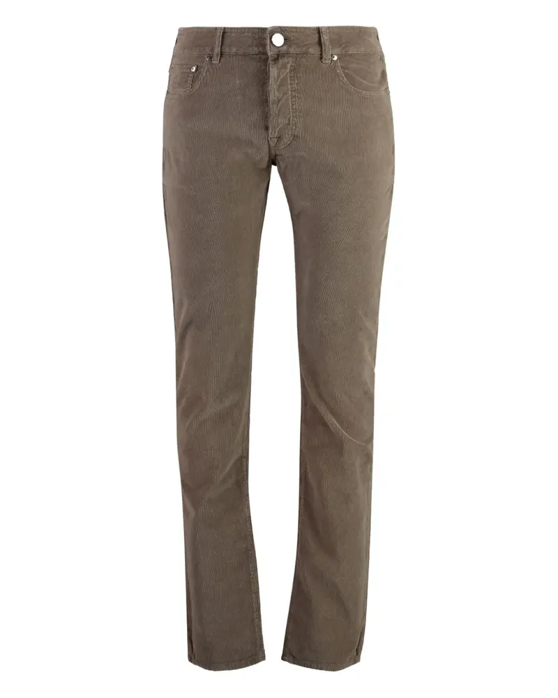 MOORER Gerade Cordhose mit Logo-Patch - Braun Braun