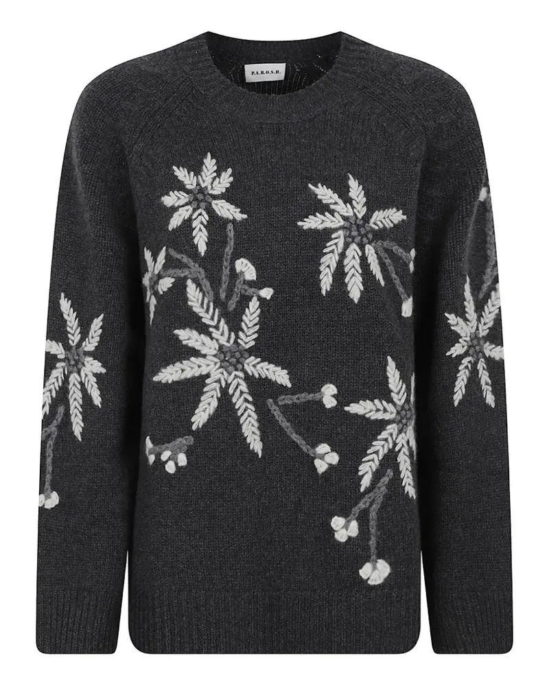 P.A.R.O.S.H. P.A.R.O H. Pullover mit Blumenstickerei - Grau Grau