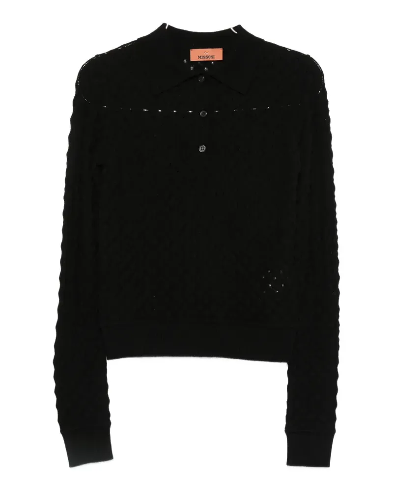 Missoni pointelle-knit long-sleeve polo shirt - Schwarz Schwarz