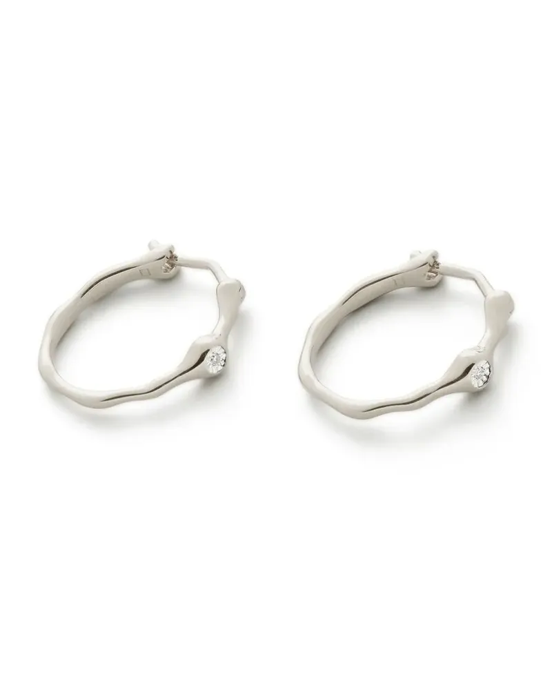 Monica Vinader Kleine Siren Creolen mit Diamant - Silber Silber