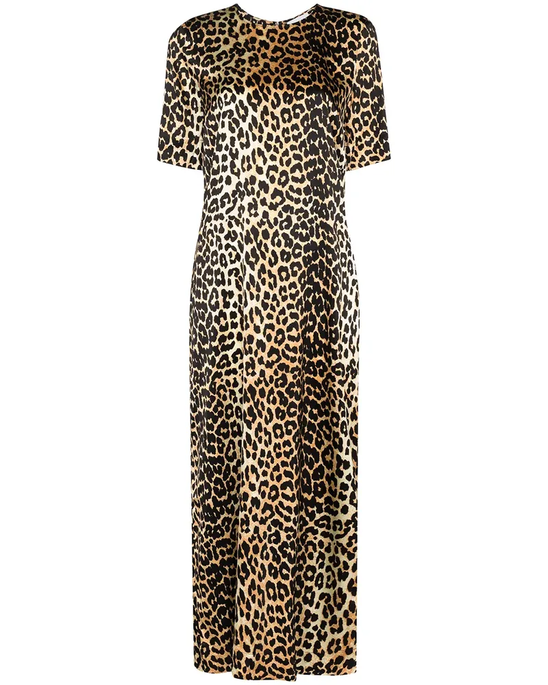 Ganni Maxikleid mit Leoparden-Print - Schwarz Schwarz
