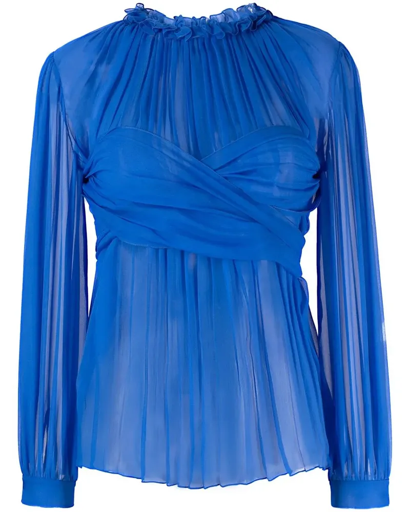 Alberta Ferretti Bluse mit Rüschenkragen - Blau Blau
