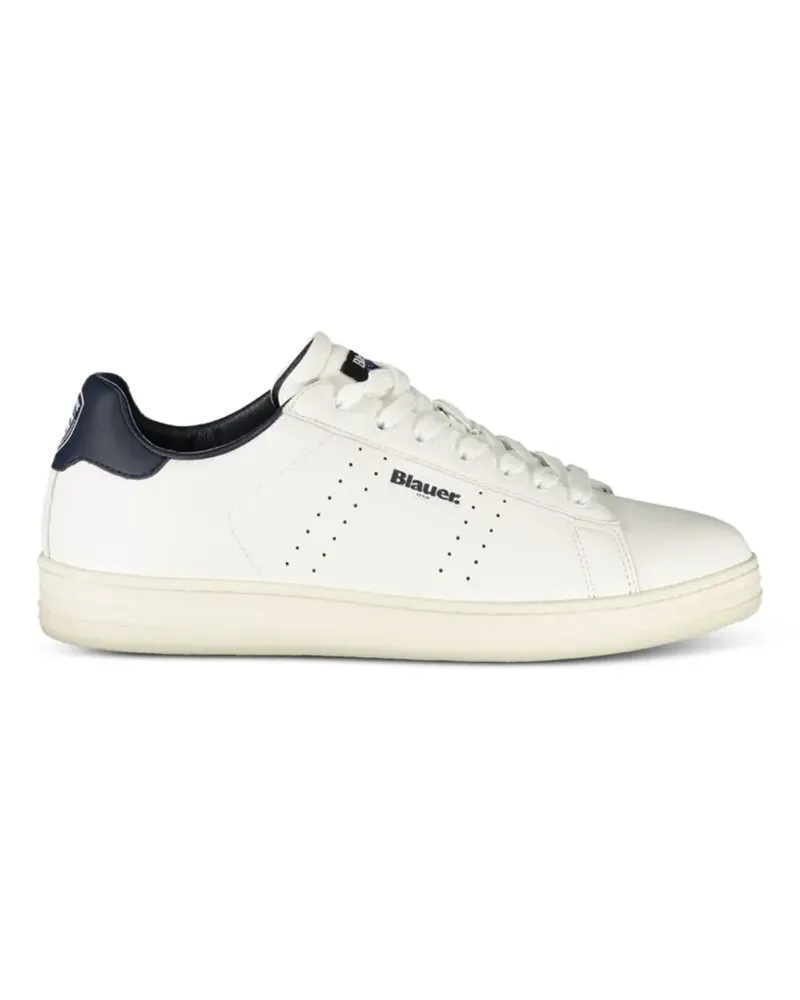 Blauer perforated leather sneakers - Weiß Weiß