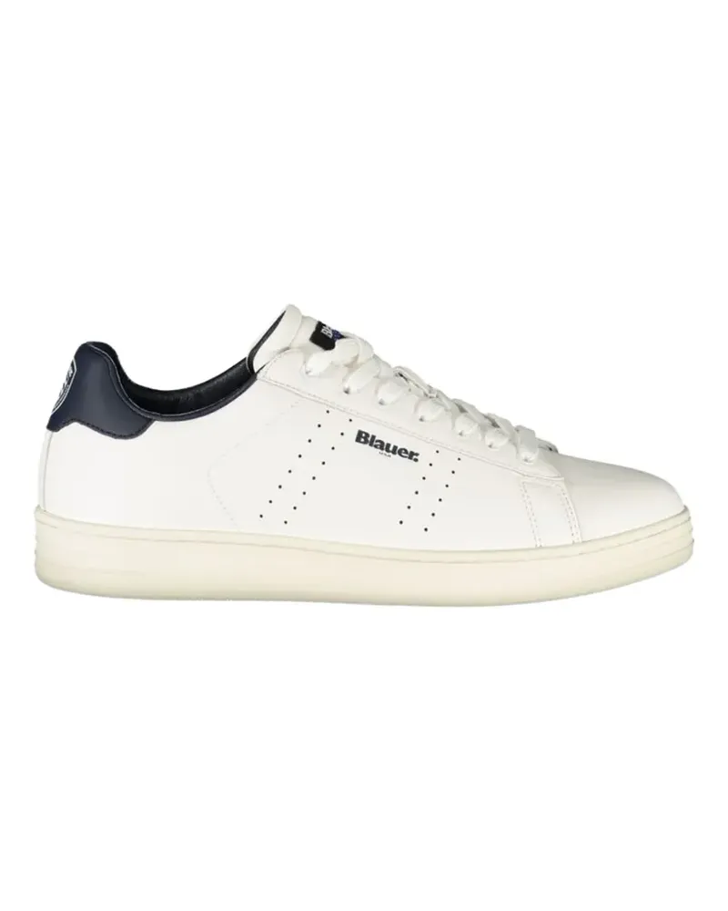 Blauer perforated leather sneakers - Weiß Weiß